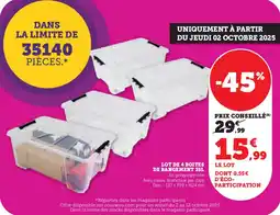 Super U Lot de 4 boites de rangement offre