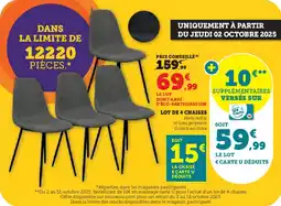 Super U Lot de 4 chaises offre