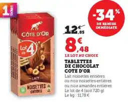 Super U Tablettes de chocolat cote d'or offre