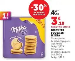 Super U Biscuits fourres milka offre