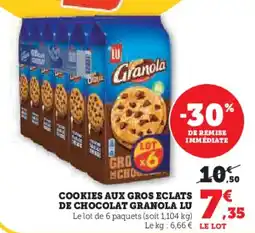 Super U Cookies aux gros eclats de chocolat granola lu offre