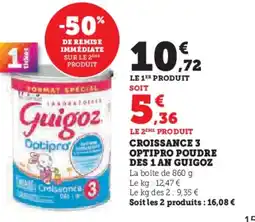 Super U Croissance 3 optipro poudre des 1 an guigoz offre