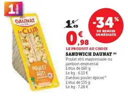 Super U Sandwich daunat offre