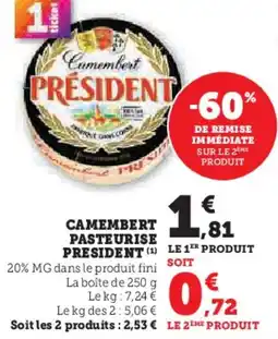 Super U Camembert pasteurise president offre