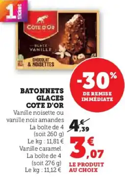 Super U Batonnets glaces cote d'or offre