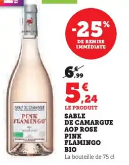 Super U Sable de camargue aop rose pink flamingo bio offre