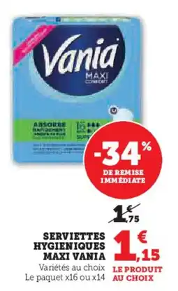 Super U Serviettes hygieniques maxi vania offre