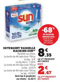 Super U Detergent vaisselle machine sun offre