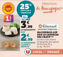 Super U Maconnais aop duo le chevrier des crays offre