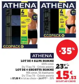 Super U ATHENA Lot de 4 slips homme offre
