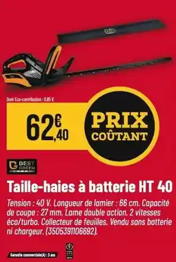 Tridôme Taille-haies à batterie ht 40 offre