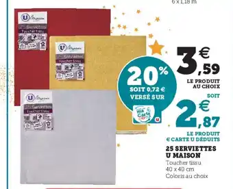 Super U 25 Serviettes U Maison offre