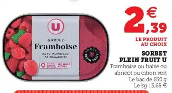 Super U Sorbet Plein Fruit U offre
