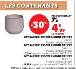 Super U Pot sac uni en céramique peinte offre