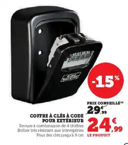 Super U Coffre à clés à code pour extérieur offre
