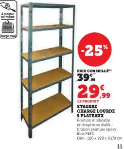 Super U Etagere charge lourde 5 plateaux offre