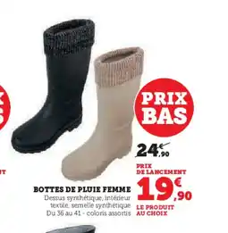 Super U Bottes de pluie femme offre