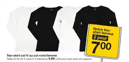 Zeeman Tee-shirt col V ou col rond femme offre