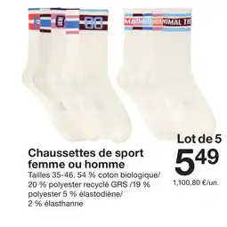 Zeeman Chaussettes de sport femme ou homme offre