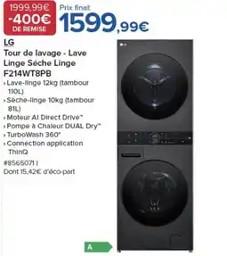 Costco LG Tour de lavage - Lave Linge Séche Linge F214WT8PB offre