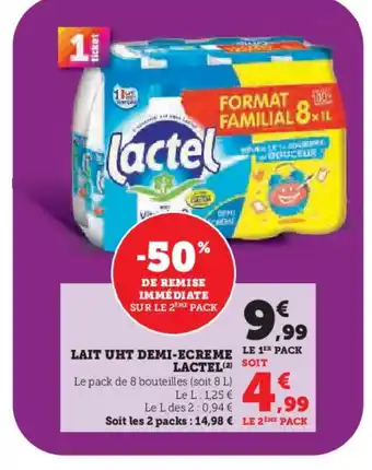 Hyper U LACTEL Lait uht demi-ecreme offre