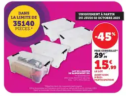 Hyper U Lot de 4 boites de rangement offre
