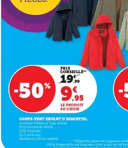 Hyper U Coupe-vent enfant u essentiel offre