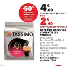 Hyper U TASSIMO Cafe l'or capsules compatibles offre