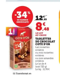 Hyper U COTE D'OR Tablettes de chocolat offre