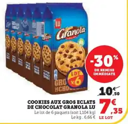 Hyper U LU Cookies aux gros eclats de chocolat granola offre