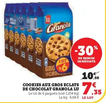Hyper U LU Cookies aux gros eclats de chocolat granola offre