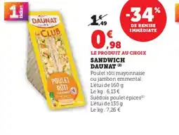Hyper U DAUNAT Sandwich offre