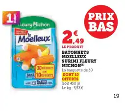 Hyper U FLEURY MICHON Batonnets moelleux surimi offre