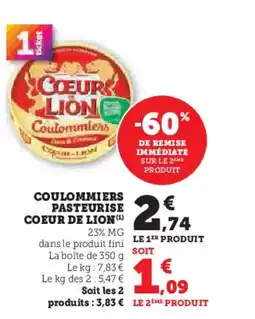 Hyper U COEUR DE LION Coulommiers pasteurise offre