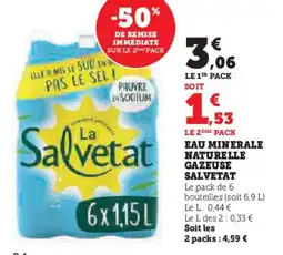 Hyper U SALVETAT Eau minerale naturelle gazeuse offre