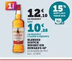 Hyper U SIR EDWARDS Blended scotch offre