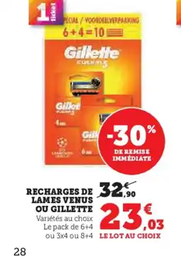 Hyper U GILLETTE Recharges de lames venus offre