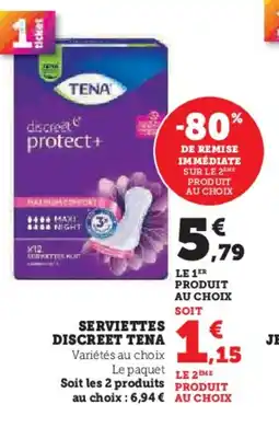 Hyper U TENA Serviettes discreet offre