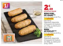 Hyper U Nems porc ou crabe offre