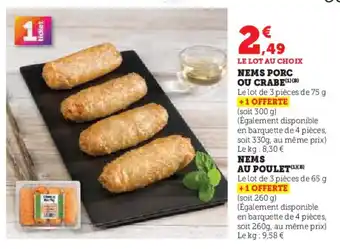 Hyper U Nems porc ou crabe offre