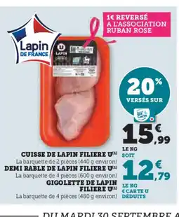 Hyper U Cuisse de lapin filiere u offre