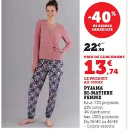 Hyper U Pyjama bi-matiere femme offre