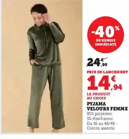 Hyper U Pyjama velours femme offre