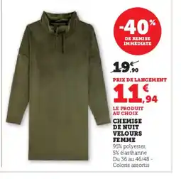 Hyper U Chemise de nuit velours femme offre