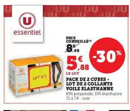 Hyper U Pack de 2 cubes - lot de 2 collants voile elasthanne offre