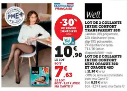 Hyper U Lot de 2 collants infini confort transparent 20d offre