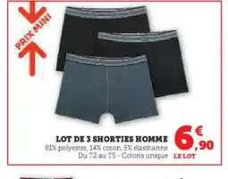 Hyper U Lot de 3 shorties homme offre