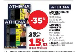 Hyper U ATHENA Lot de 4 slips homme offre