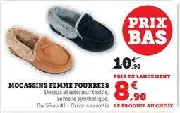 Hyper U Mocassins femme fourrees offre