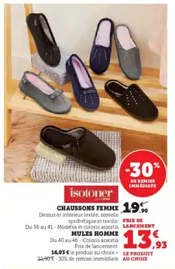 Hyper U ISOTONER Chaussons femme offre